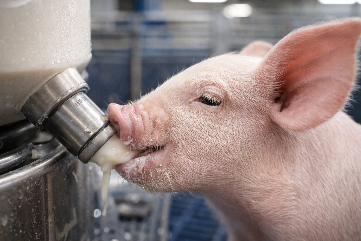 仔豬採食人工乳營養吸收場景